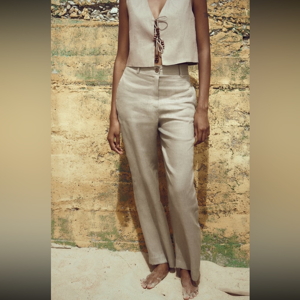 NWT Zara wide leg linen pants